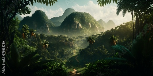  Photorealistic green jungle , generative AI  © Drawtech