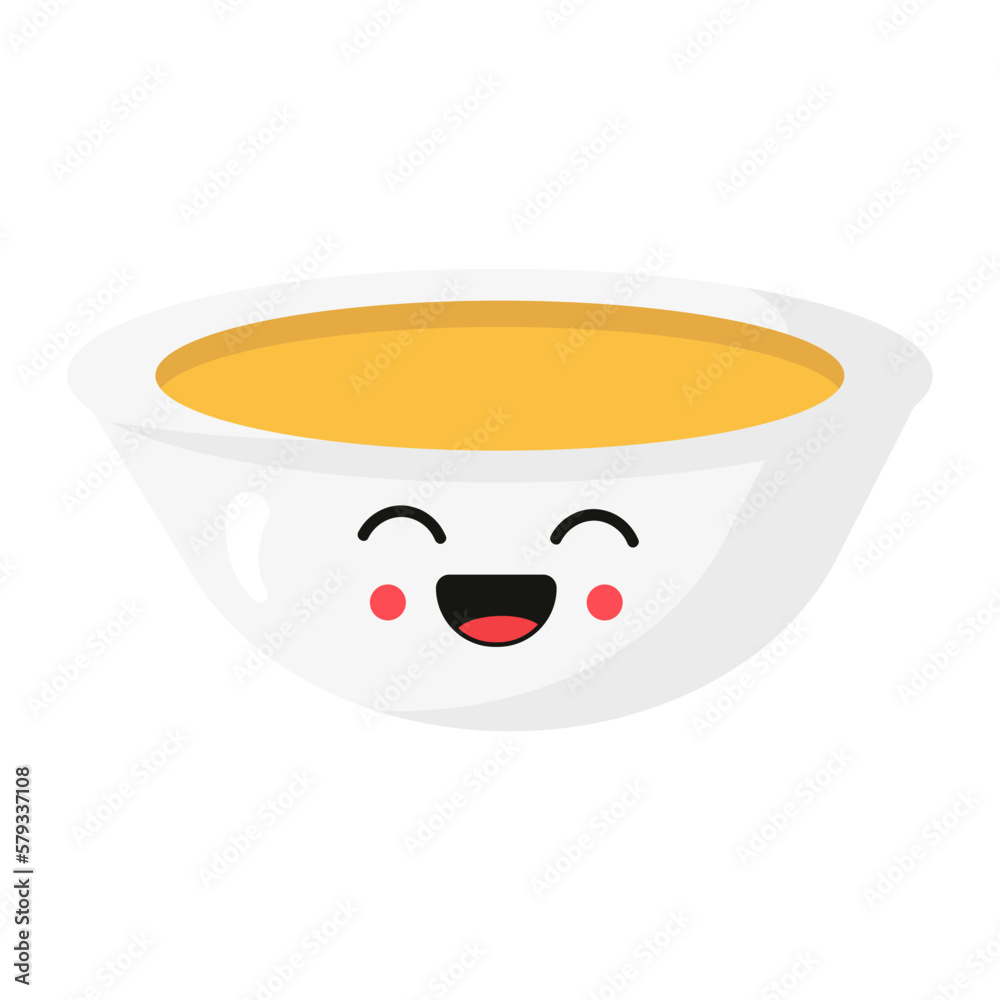 Vector illustration of a soup kawaii style. Japanese asian traditional food Vector illustration of a soup kawaii style. Japanese asian traditional food