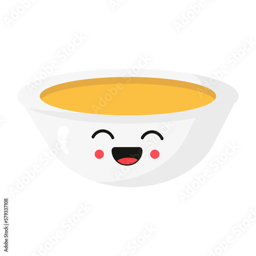 Vector illustration of a soup kawaii style. Japanese asian traditional food