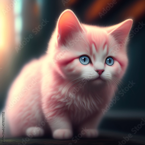 Generative AI   fantasy pink cat