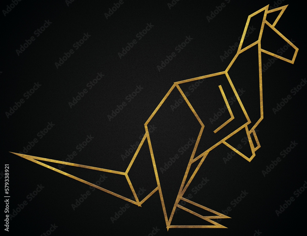 Polygonal geometric Kangaroo with golden effect Polygonal geometric Kangaroo with golden effect