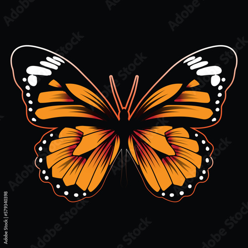 butterfly orange faded wings with grass and shadow