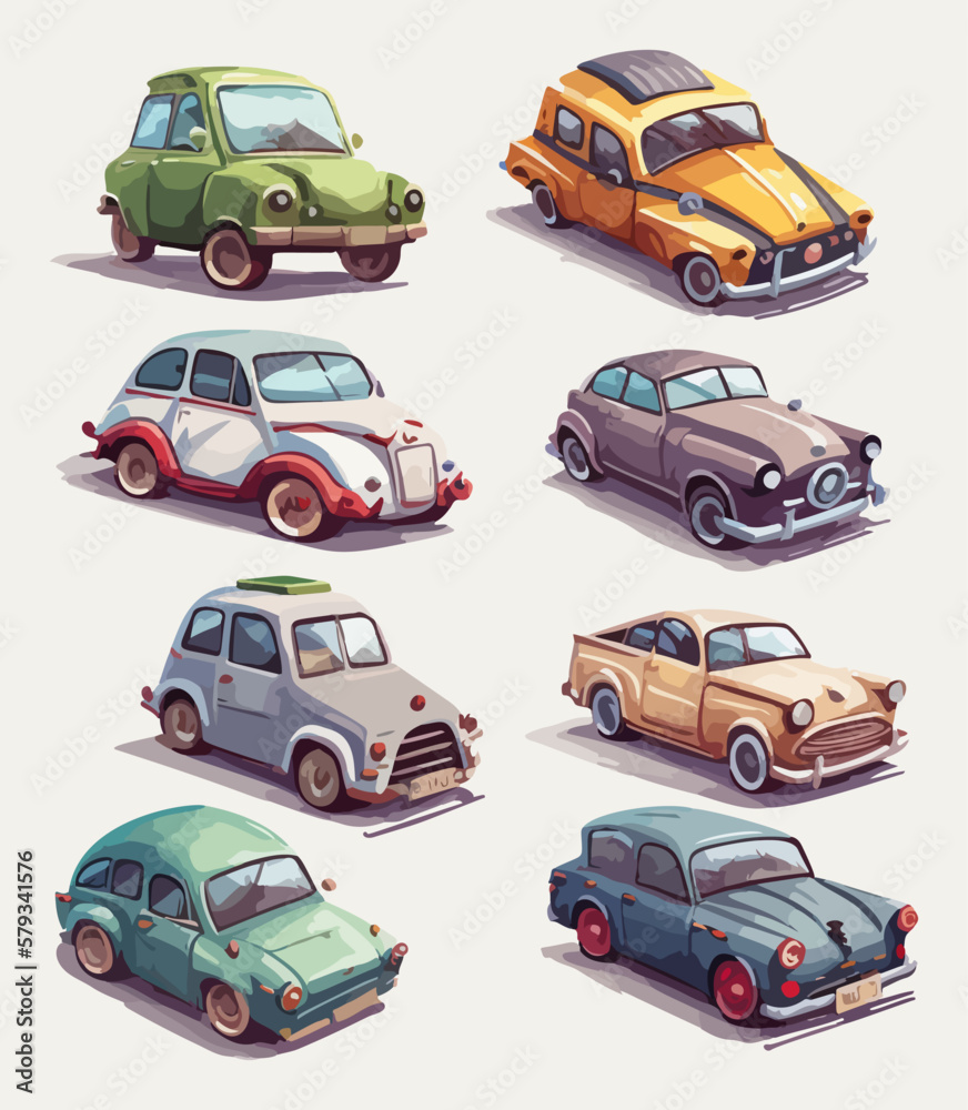 retro cars vector set illustration in cartoon style Stock Vector ...
