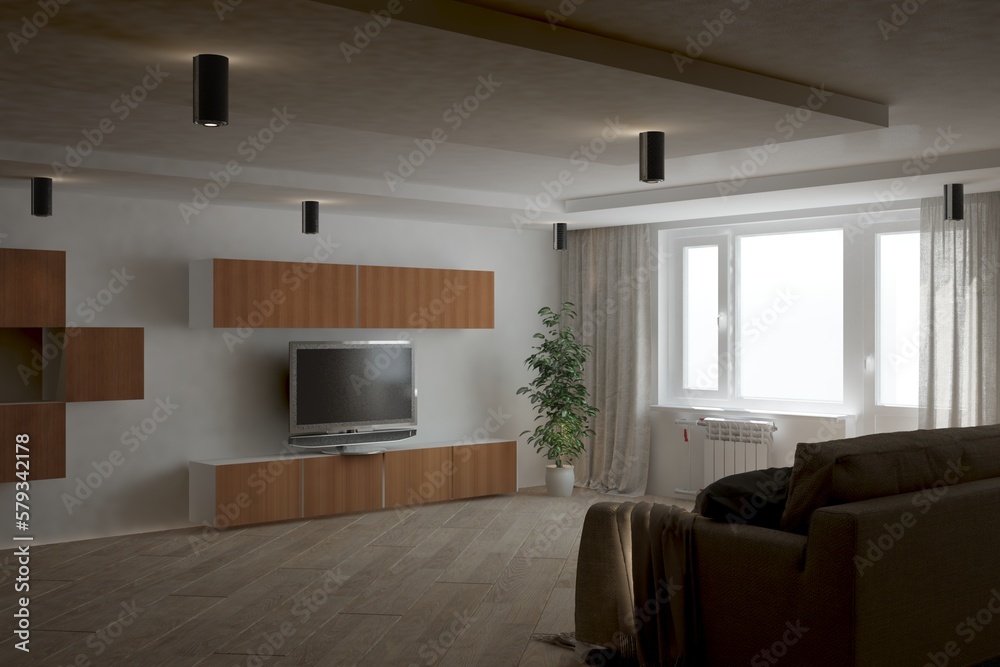 Fototapeta premium Modern interior design. 3D illustration