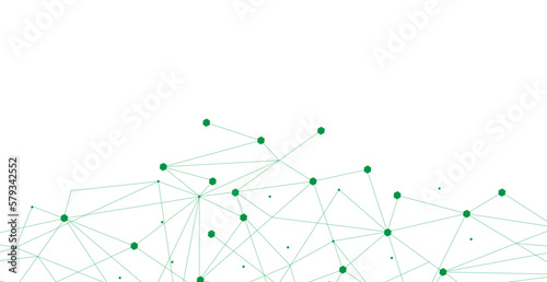 Green network. Abstract connection on white background. Network technology background with dots and lines for desktop. Ai system background. Abstract data concept. Line background, network technology
