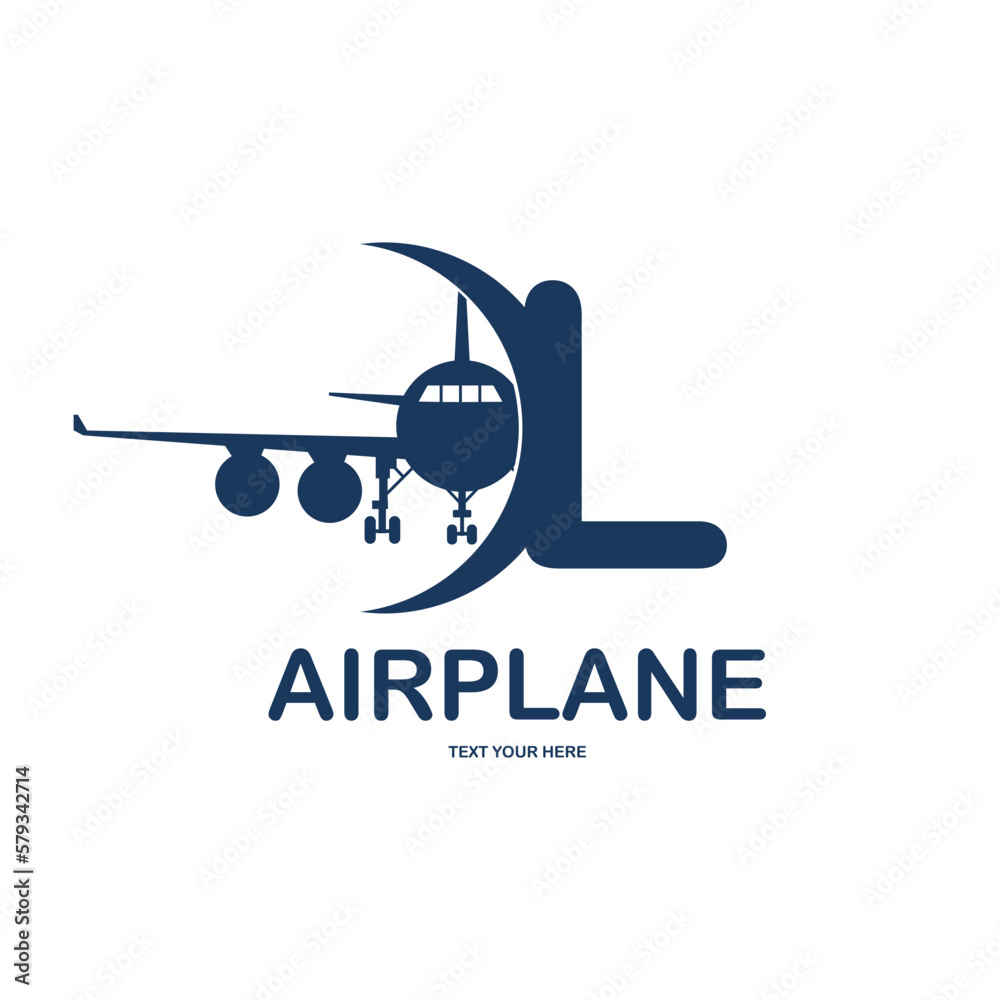 Letter L with airplane vector logo template. Fonts for event, promo ...