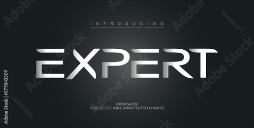 Expert digital modern alphabet new font. Creative abstract urban, futuristic, fashion, sport, minimal technology typography. Simple vector illustration with number