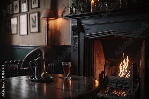 Cozy up in a Sophisticated Gentleman's Bar with a Fireplace