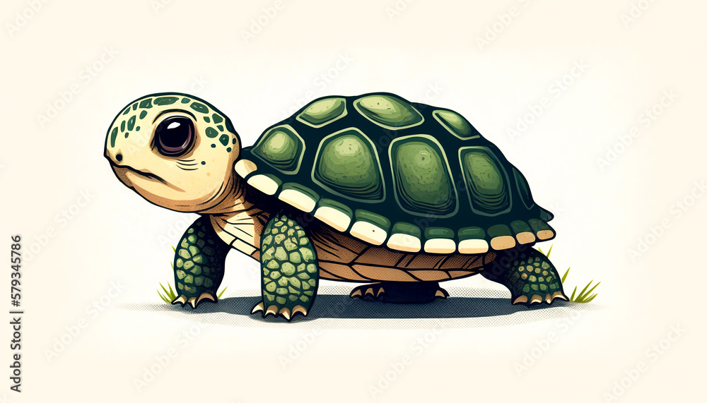 Fototapeta premium Funny cute cartoon turtle isolated, generative AI.