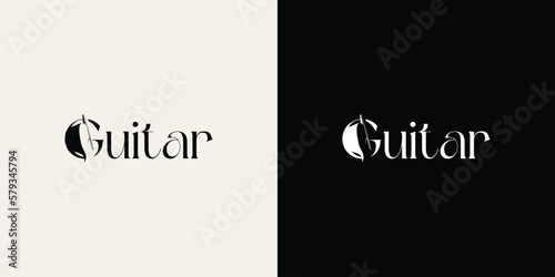 Collection of luxury abstract logo symbol for classical guitar
