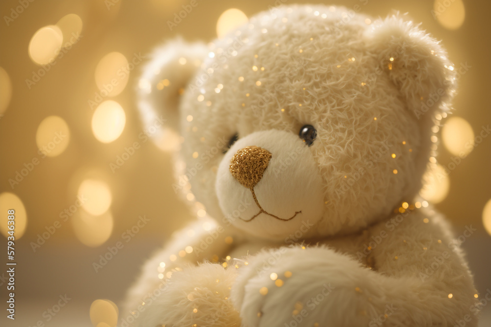 bear on a background of shiny bokeh lights Generative AI bear on a background of shiny bokeh lights Generative AI