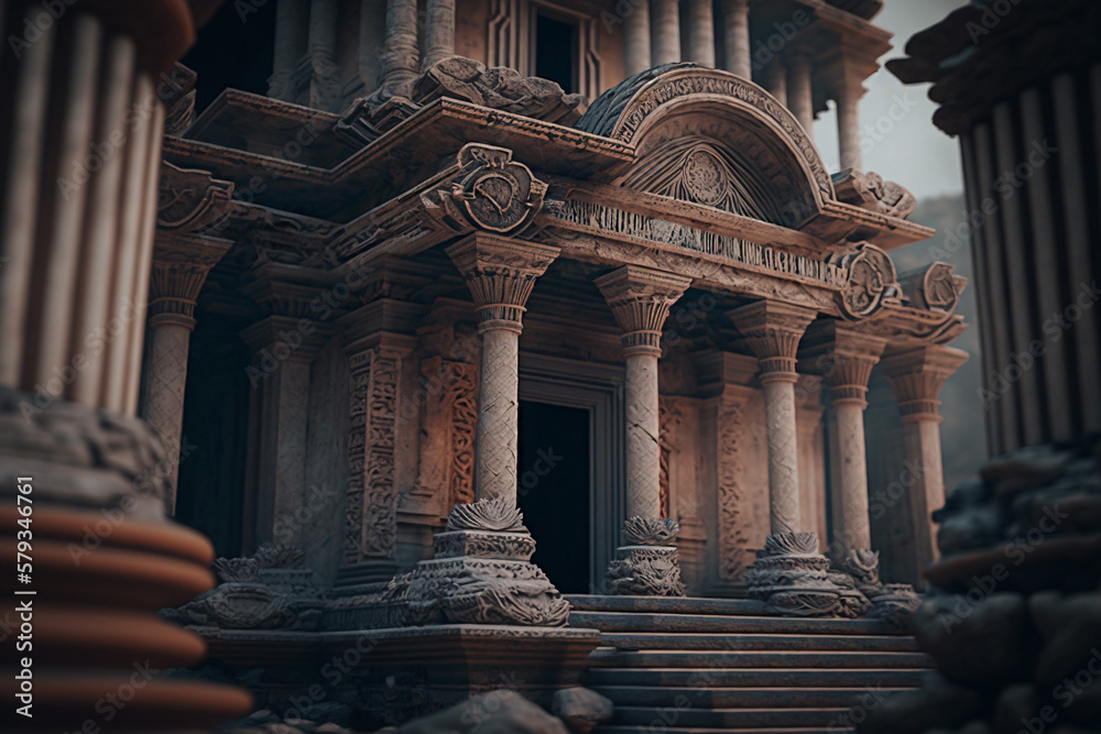 ancient temple ruins Generative AI