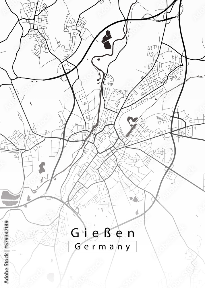 Obraz premium Gießen Germany City Map