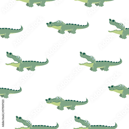 Cute crocodile animals seamless pattern background © focus_bell