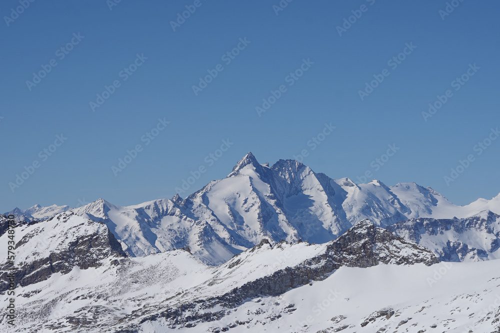 Blick auf den Großglockner vom Mölltaler Gletscher, 5. März 2023