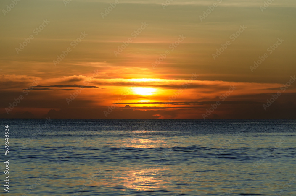 sunset over sea. Colorful sunset over the ocean. Soft selective focus