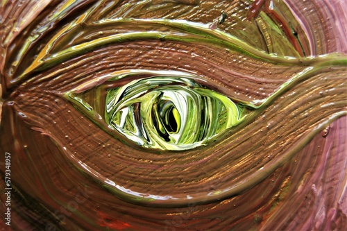 Abstract human eye drawn with mixed acrylic paints.