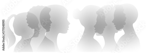 Parents and children. Drawing of a human silhouette.
Family, adolescent psychology, family relations between relatives.