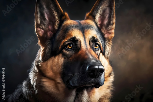 German shepherd dog portrait. Generative ai design.