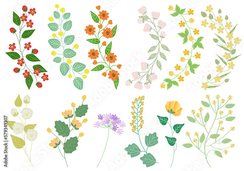 花のイラスト素材 あしらい 装飾 セット