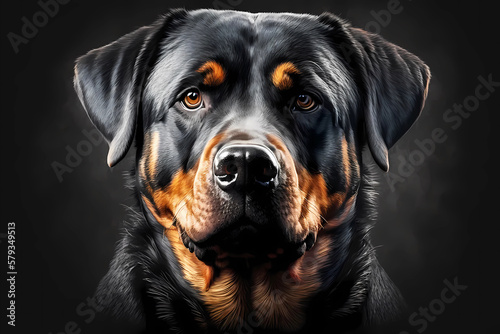Rottweiler dog portrait. Generative ai design.