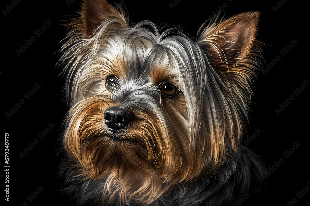 Yorkshire terrier dog portrait. Generative ai design.