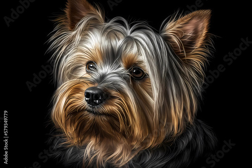 Yorkshire terrier dog portrait. Generative ai design.