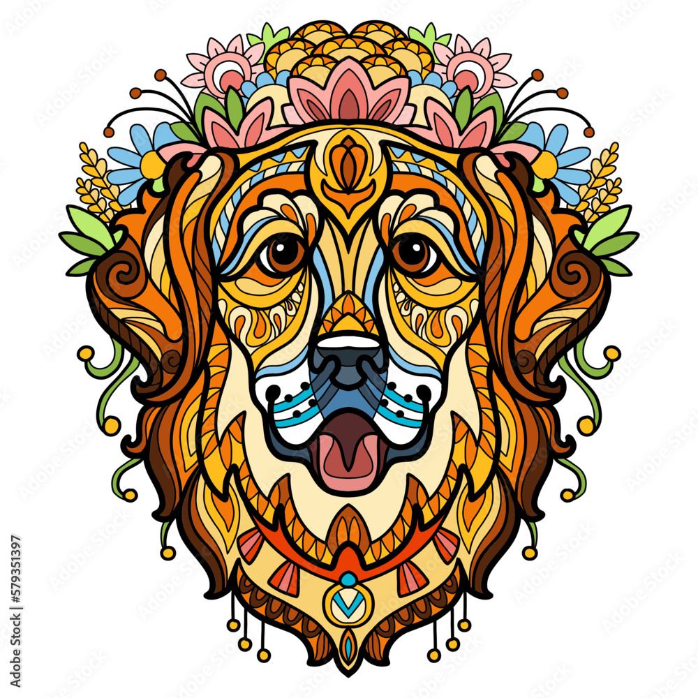Abstract head of golden retriever dog vector illustration