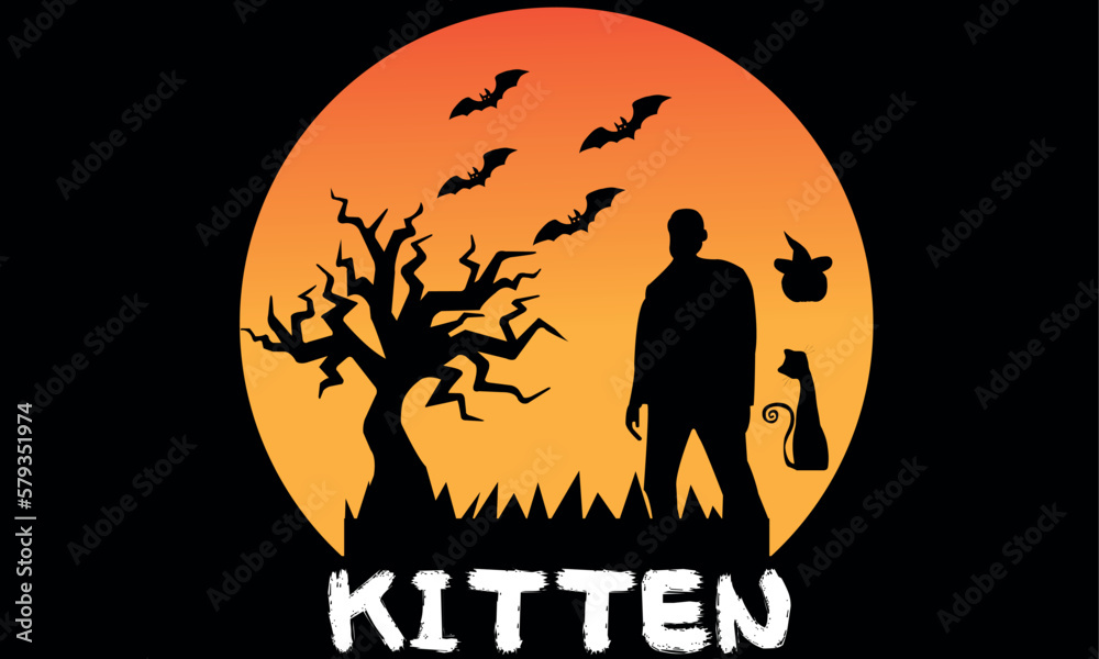 Halloween Kitten T-shirt Design