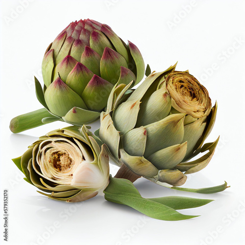 artichokes isolated on a white background