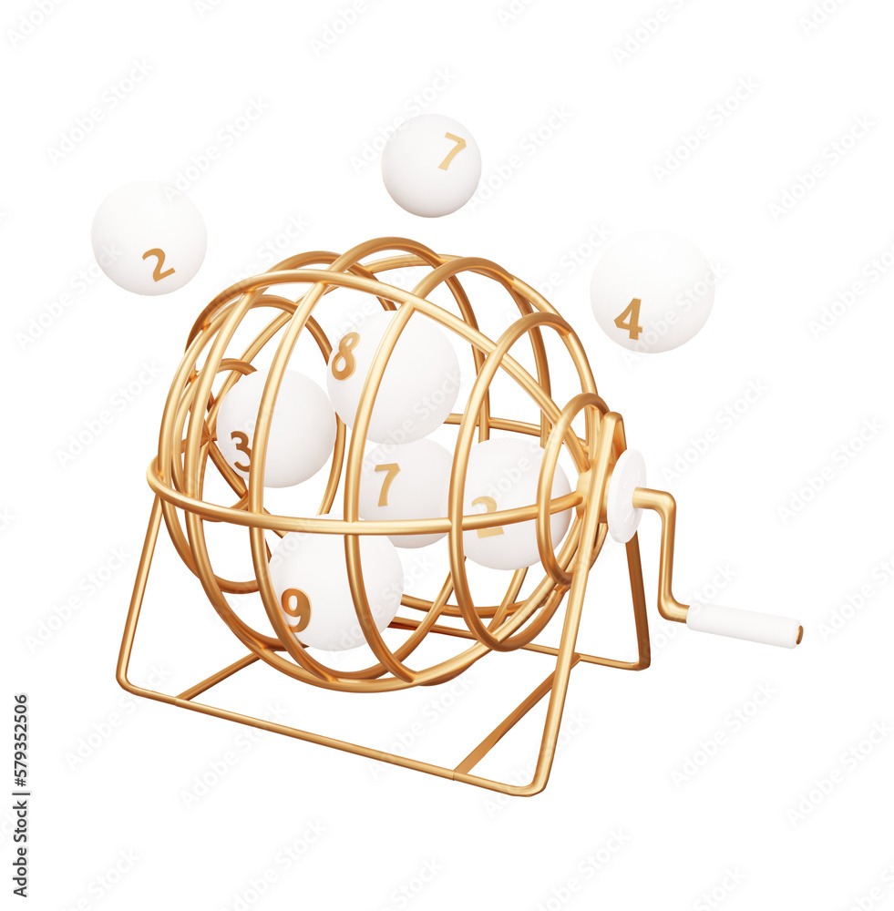 Lottery machine with lottery balls 3d rendering illustration Lottery machine with lottery balls 3d rendering illustration