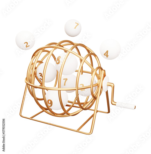 Lottery machine with lottery balls 3d rendering illustration