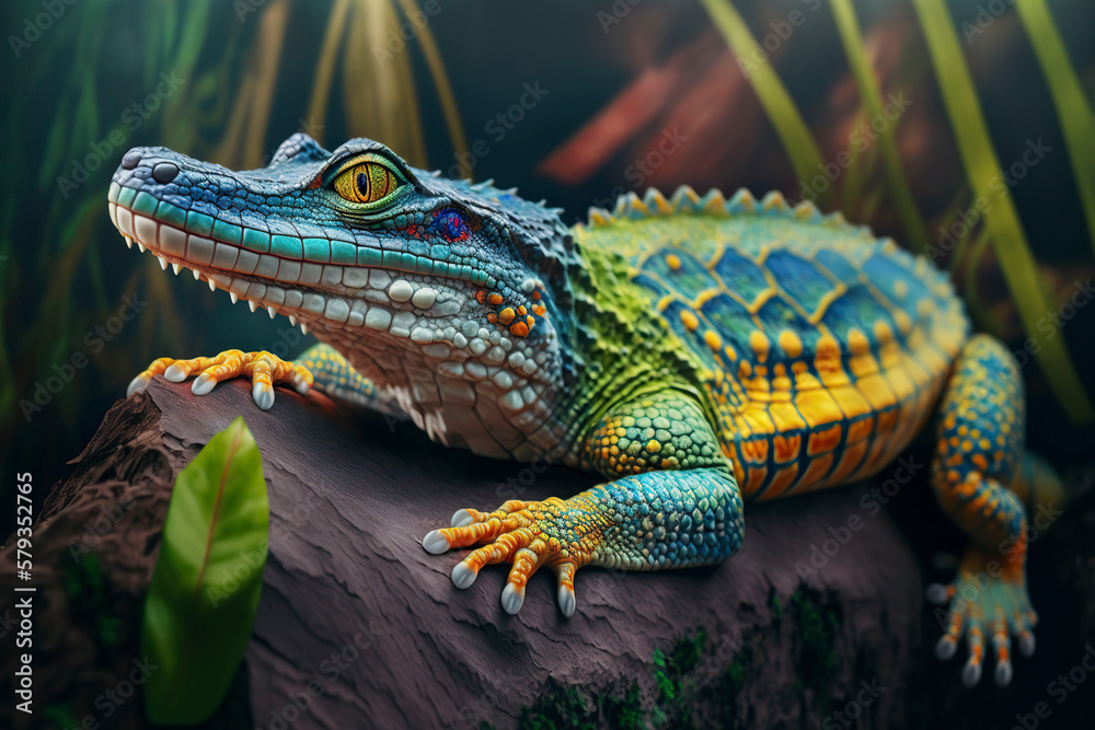 Fototapeta premium Alligator close up. Generative Ai.