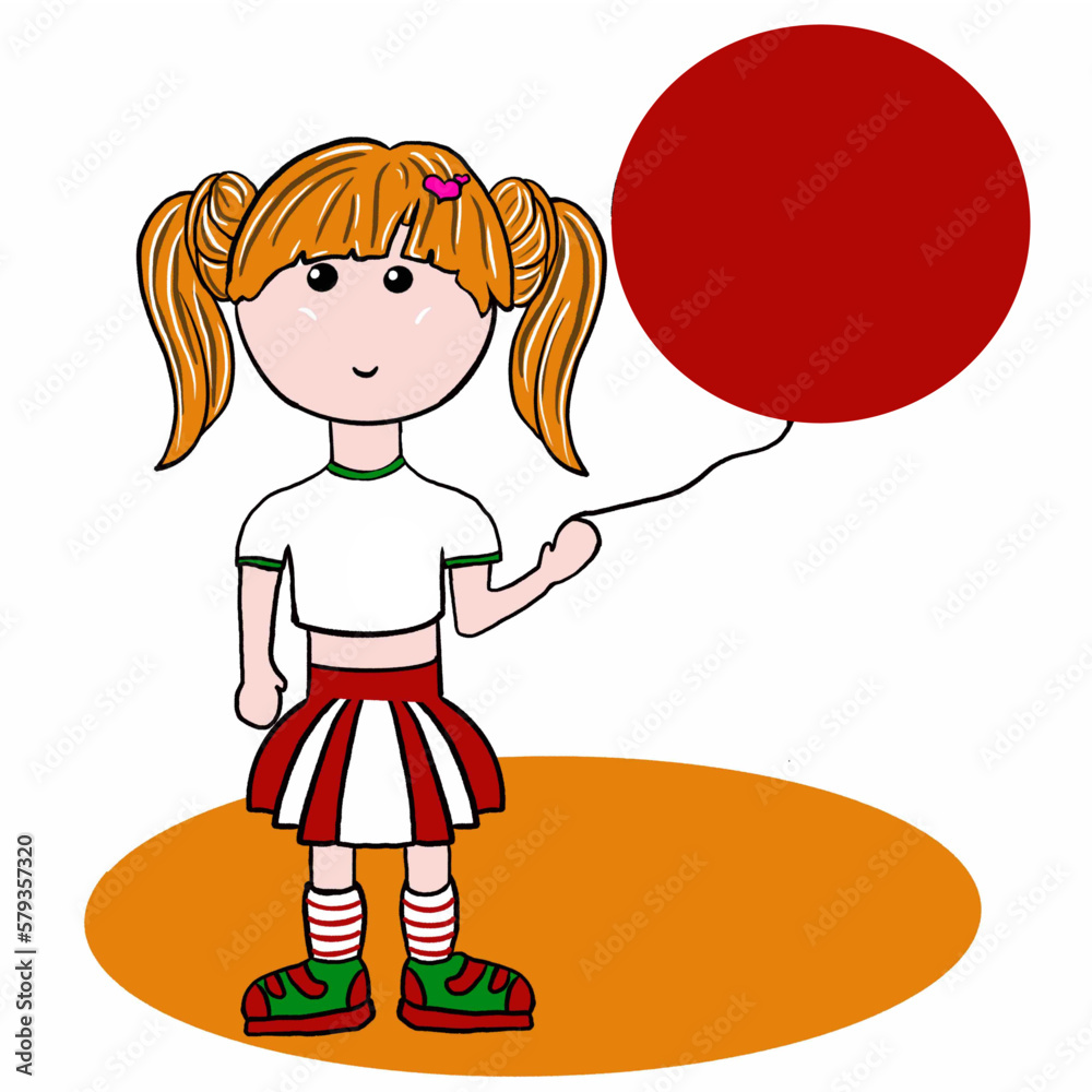 girl with a lollipop the girl is a beautiful baby with a balloon, in a skirt,T-shirt,socks,sneakers,with ponytails,with a beautiful hairstyle,blonde girl with a lollipop the girl is a beautiful baby with a balloon, in a skirt,T-shirt,socks,sneakers,with ponytails,with a beautiful hairstyle,blonde