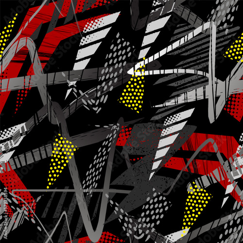 Abstract seamless pattern with urban geometric elements.. Grunge sport texture background. 
