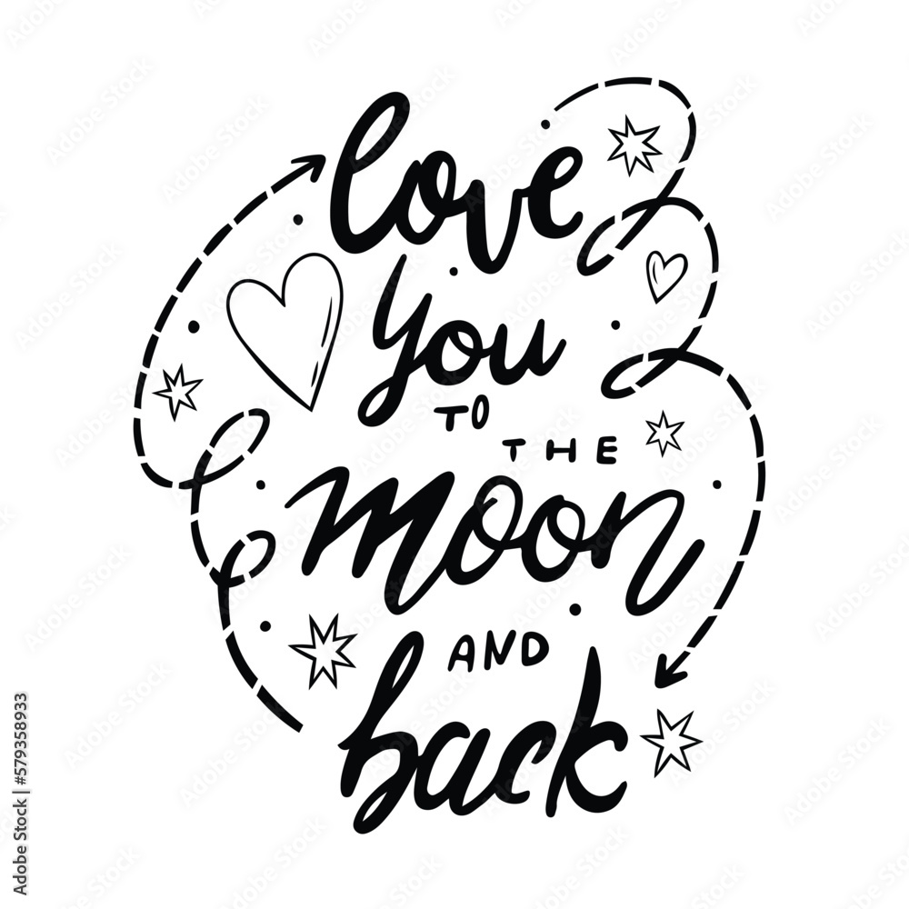love you the moon and back quote with stars.