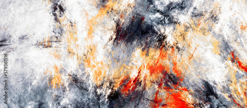 Abstract grey and red color background. Paint splashes. Fractal artwork for creative graphic design © Alena