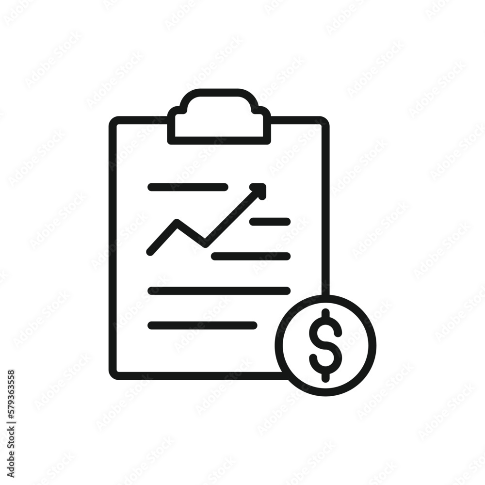 Editable Icon of Clipboard Finance Report, Vector illustration isolated on white background. using for Presentation, website or mobile app Editable Icon of Clipboard Finance Report, Vector illustration isolated on white background. using for Presentation, website or mobile app
