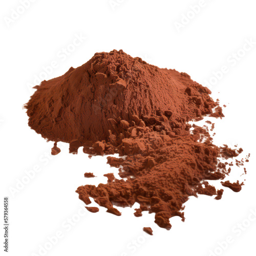Cocoa powder on transparent background for ads banner,packaging. Generative AI.
