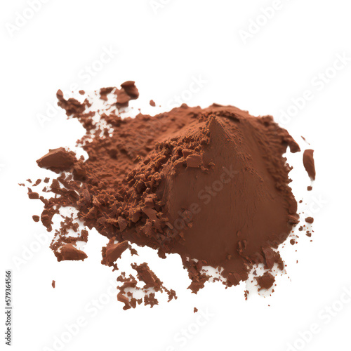 Cocoa powder on transparent background for ads banner,packaging. Generative AI.