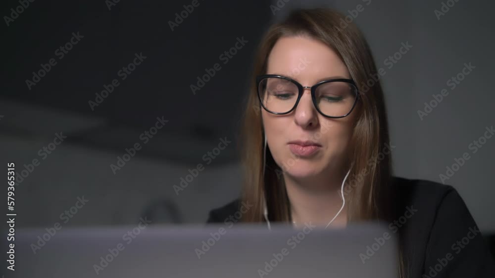 Person using the laptop. Woman working on computer.