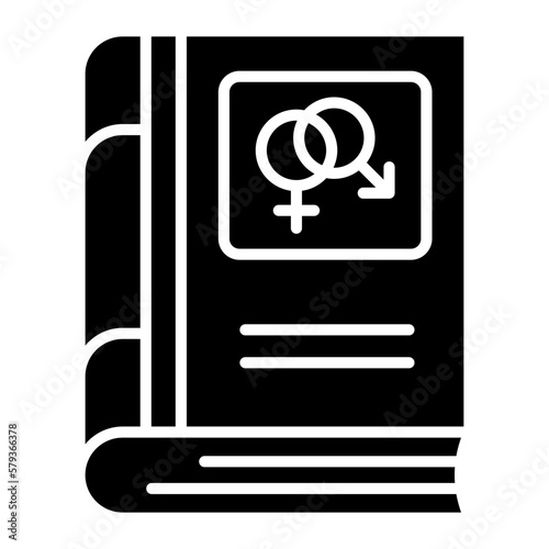 Male and female gender symbol on book, vector design of sex education