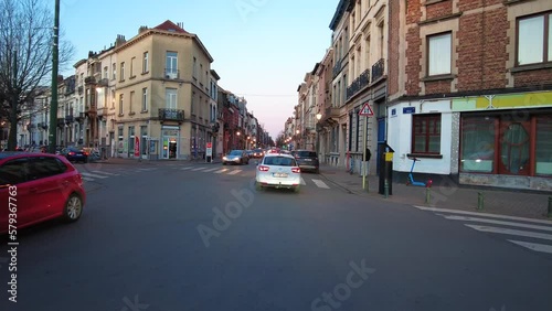 Real time dashcam footage of a car driving on the road in the afternoon in Brussels, Belgium