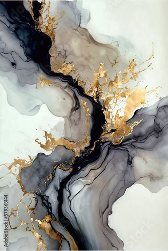 Marble, ink, paint, abstraction. Close-up image. Colorful abstract painting background. Oil paint with a high textured texture. Art to print. Printable artwork Generative AI