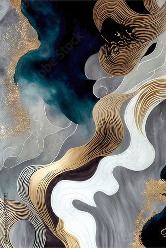 Marble, ink, paint, abstraction. Close-up image. Colorful abstract painting background. Oil paint with a high textured texture. Art to print. Printable artwork Generative AI