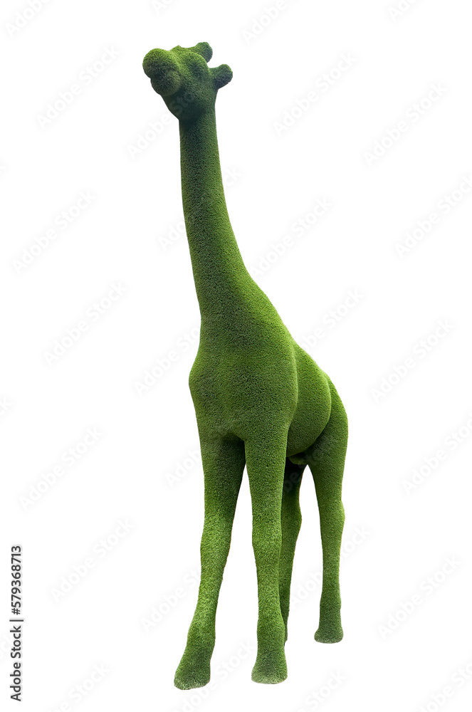 Obraz premium Giraffe sculpture made of bush or artificial grass, Shaped topiaries, Landscape gardening