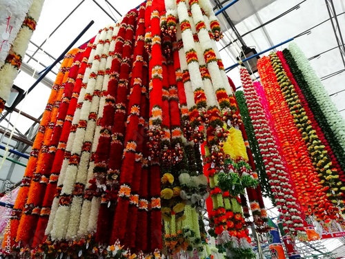 Flower garlands at Singapore Little India market photo