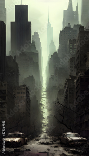 AI Digital Illustration Post Apocalyptic Manhattan