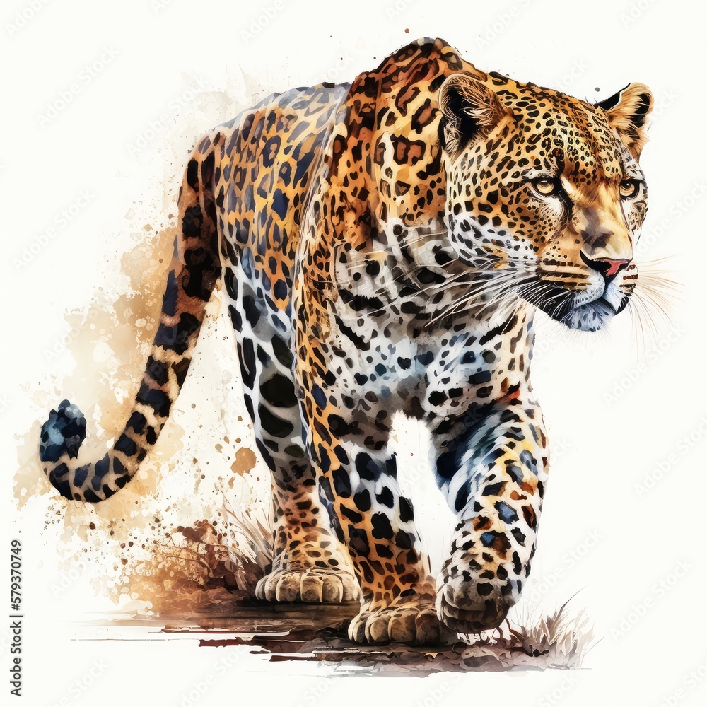 Fototapeta premium leopard on a white background