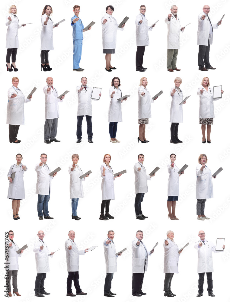 full length group of doctors with notepad isolated full length group of doctors with notepad isolated